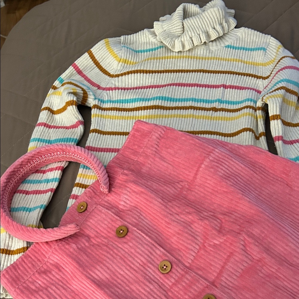 Tommy Bahama Kids Striped Long Sleeve Set - Pink and Multicolor size 7/8